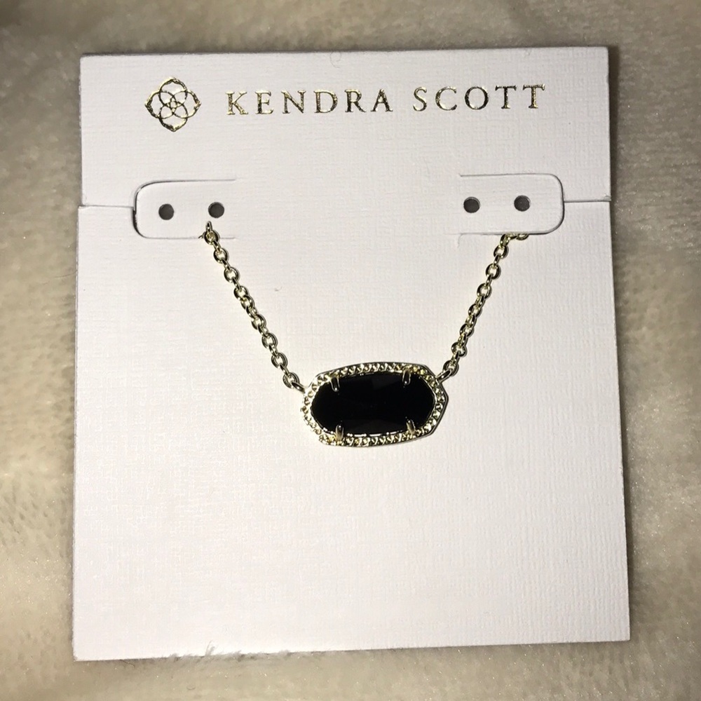 Elisa Gold Pendant Necklace In Black